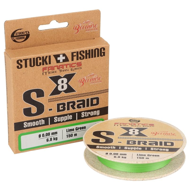S-Braid X8 Geflochten Angelschnur Stucki Fishing Lime Green 0.08mm/6.8kg