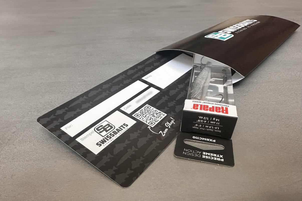 Geschenkgutschein mit Geschenkbox für Köder  Swissbaits.ch   